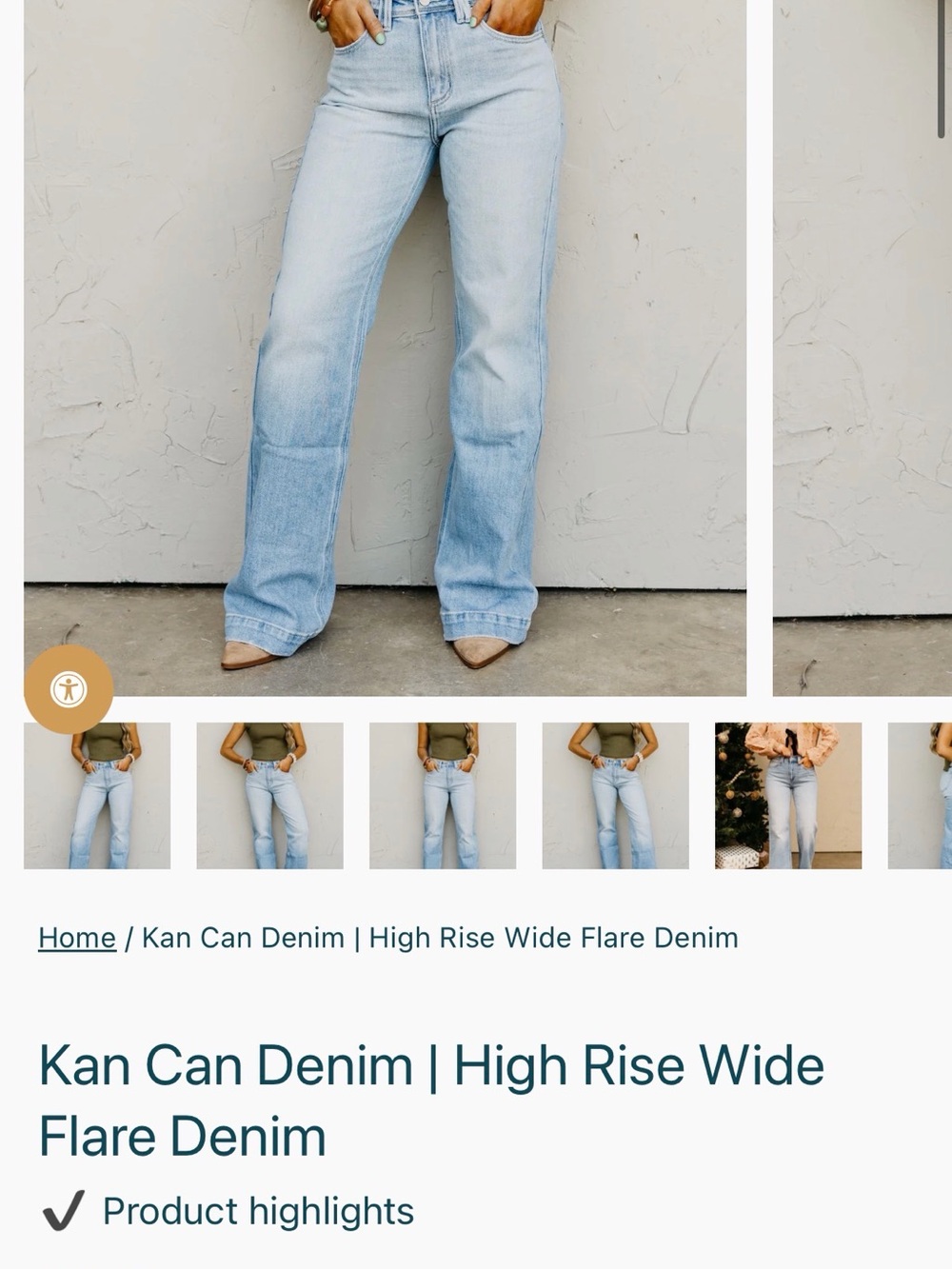 Kan Can High-Rise Wide Flare Jeans - medium Blue